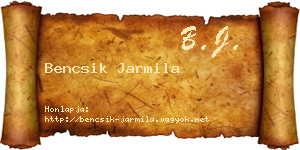 Bencsik Jarmila névjegykártya